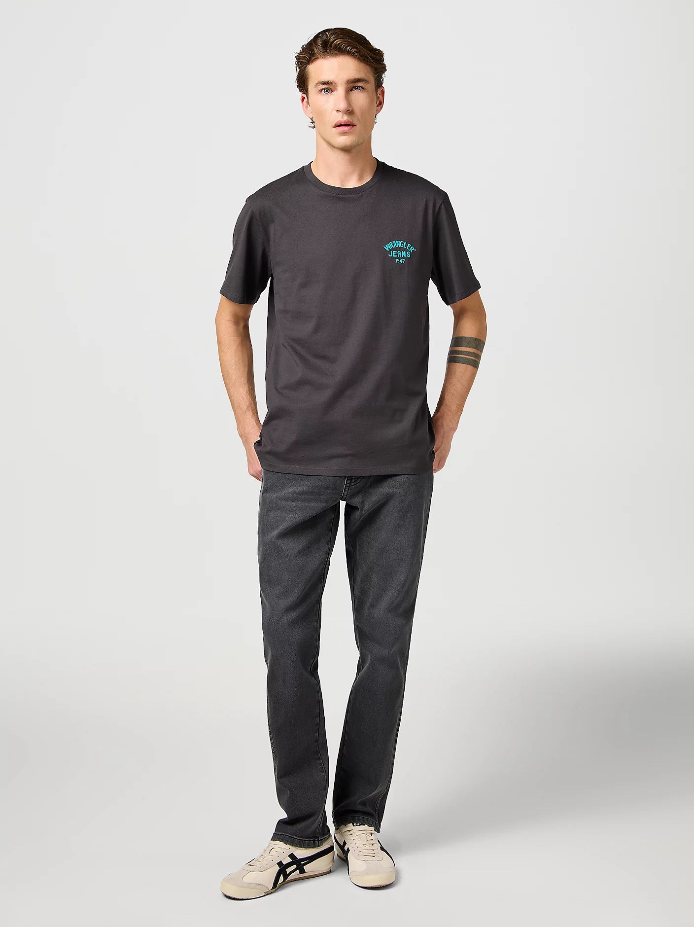 WRANGLER MĘSKIE SPODNIE JEANSOWE WRANGLER TEXAS SLIM WHISPERED WASH 112362467