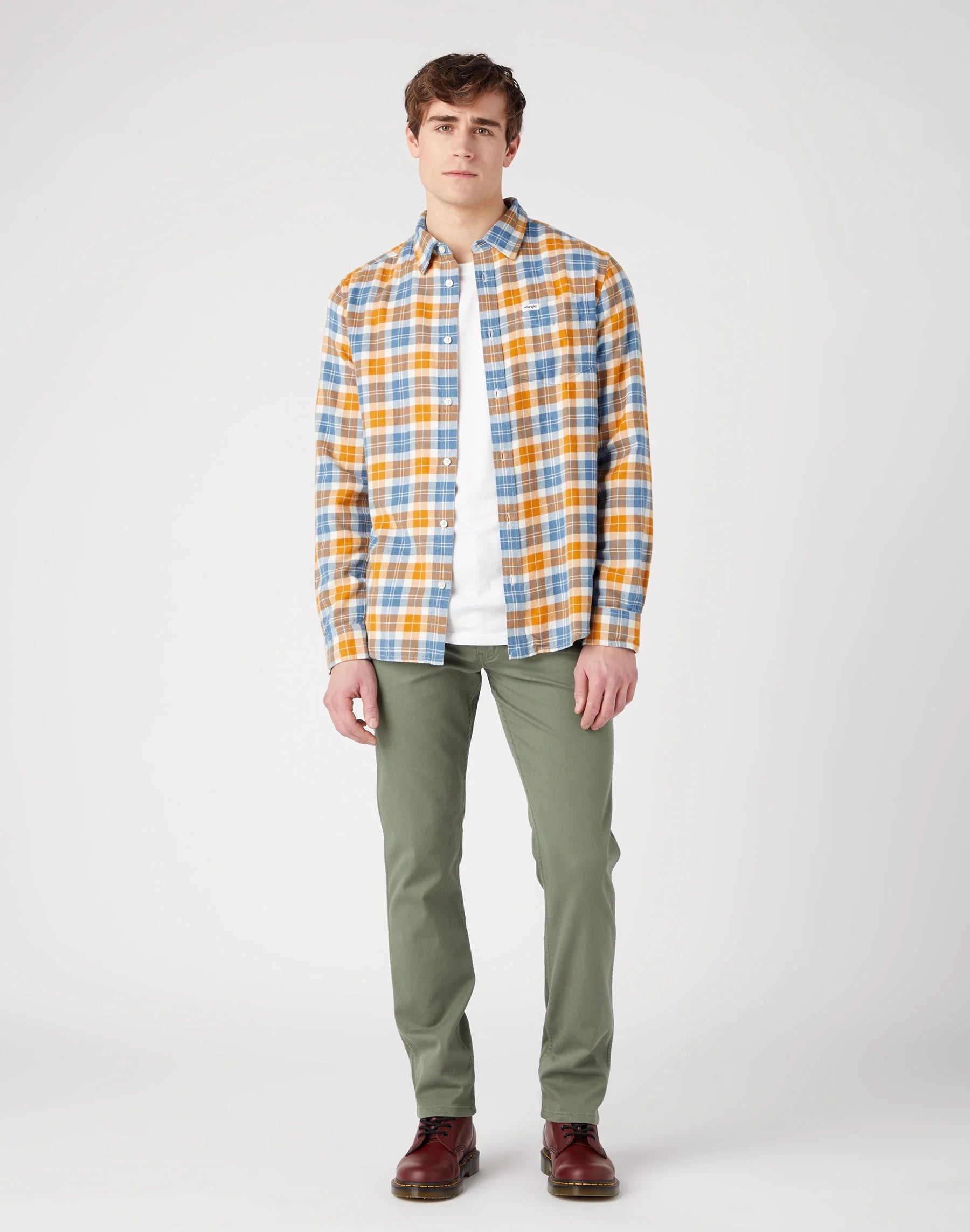 Męskie Spodnie Materiałowe Wrangler Greensboro Dusty Olive 112341466 W15Q018115