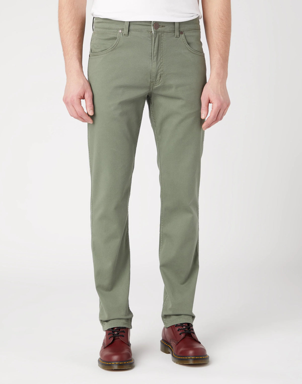 Męskie Spodnie Materiałowe Wrangler Greensboro Dusty Olive 112341466 W15Q018115