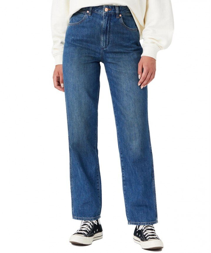 WRANGLER MOM STRAIGHT DAMSKIE SPODNIE JEANSOWE DŻINSY SUMMERTIME W27MZB416 112145969