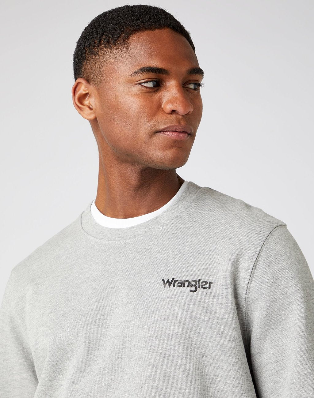 WRANGLER POSITIVE VIBES SWEAT MĘSKA BLUZA KLASYCZNA NADRUK MID GREY MEL W6F6H1X37 112141479