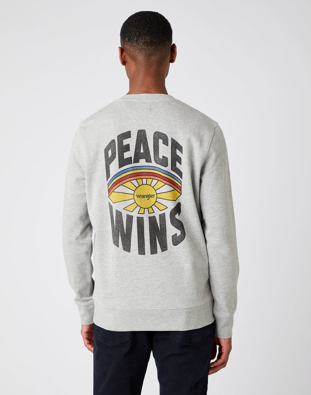 WRANGLER POSITIVE VIBES SWEAT MĘSKA BLUZA KLASYCZNA NADRUK MID GREY MEL W6F6H1X37 112141479