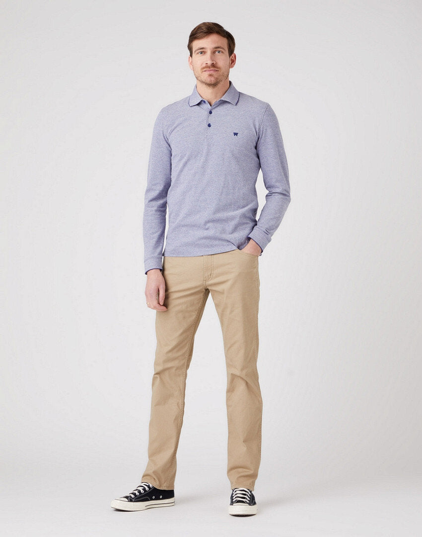 WRANGLER REFINED POLO MĘSKA KOSZULKA DŁUGI RĘKAW BLUE W7F9KHB51 112323733