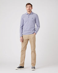 Wrangler Refined Polo Męska Koszulka Długi Rękaw Blue W7F9KHB51 112323733