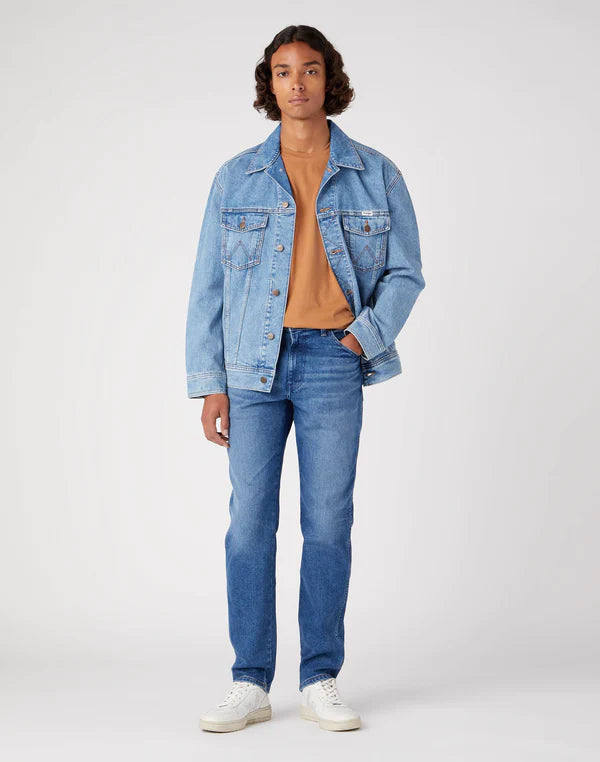 Wrangler River Męskie Spodnie Jeansowe Smoke Sea W17TYLZ71 112331074