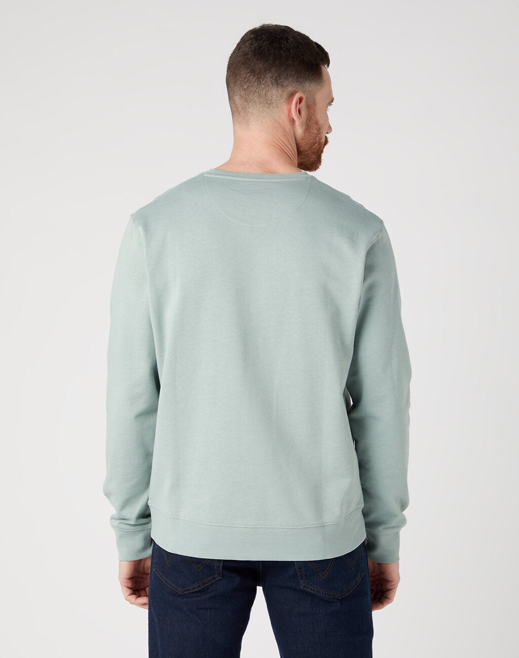 Wrangler Sign Off Crew Męska Bluza Bez Kaptura Nierozpinana Przez Głowę Green Milieu W661i3g63