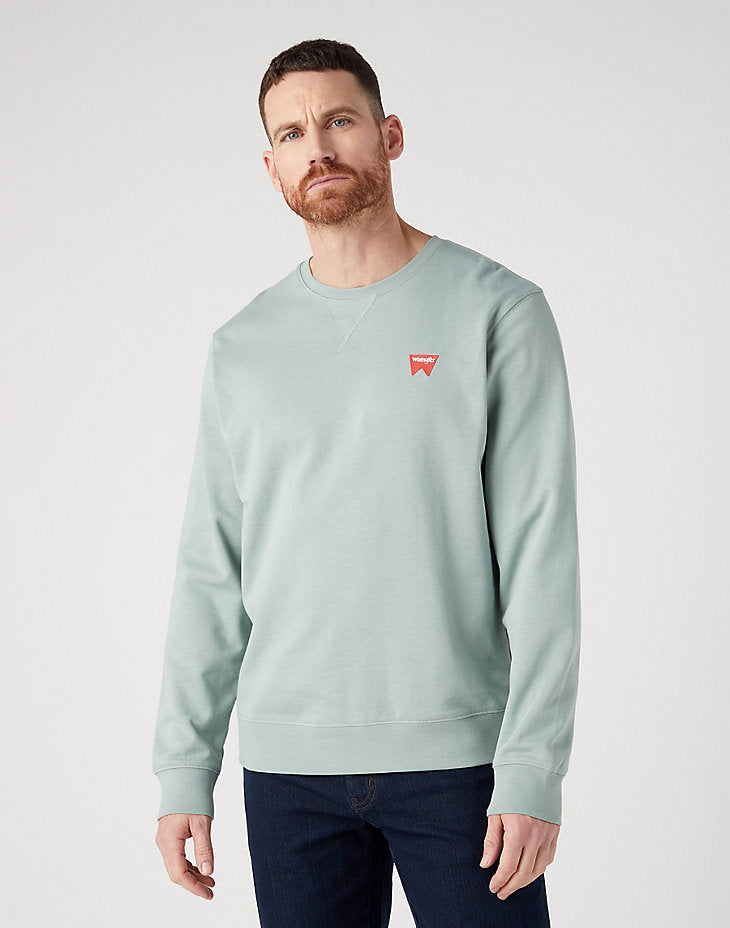 Wrangler Sign Off Crew Męska Bluza Bez Kaptura Nierozpinana Przez Głowę Green Milieu W661i3g63