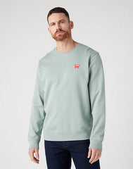 Wrangler Sign Off Crew Męska Bluza Bez Kaptura Nierozpinana Przez Głowę Green Milieu W661i3g63