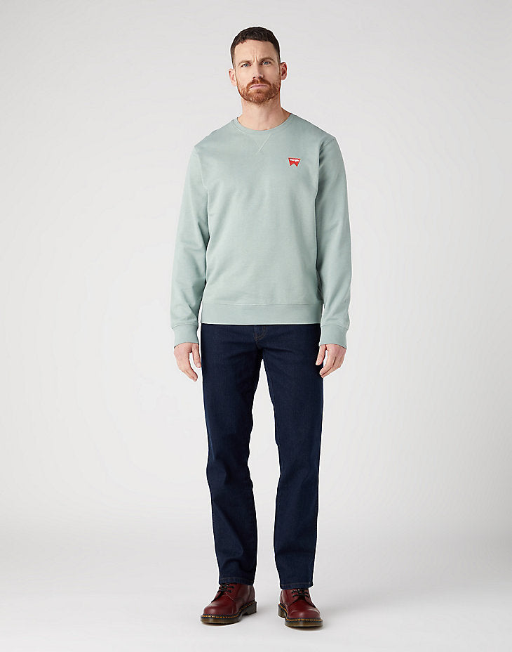 Wrangler Sign Off Crew Męska Bluza Bez Kaptura Nierozpinana Przez Głowę Green Milieu W661i3g63
