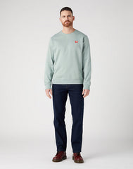 Wrangler Sign Off Crew Męska Bluza Bez Kaptura Nierozpinana Przez Głowę Green Milieu W661i3g63