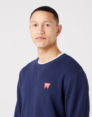 WRANGLER SIGN OFF CREW MĘSKA BLUZA KLASYCZNA LOGO NAVY W661HA114 112320286