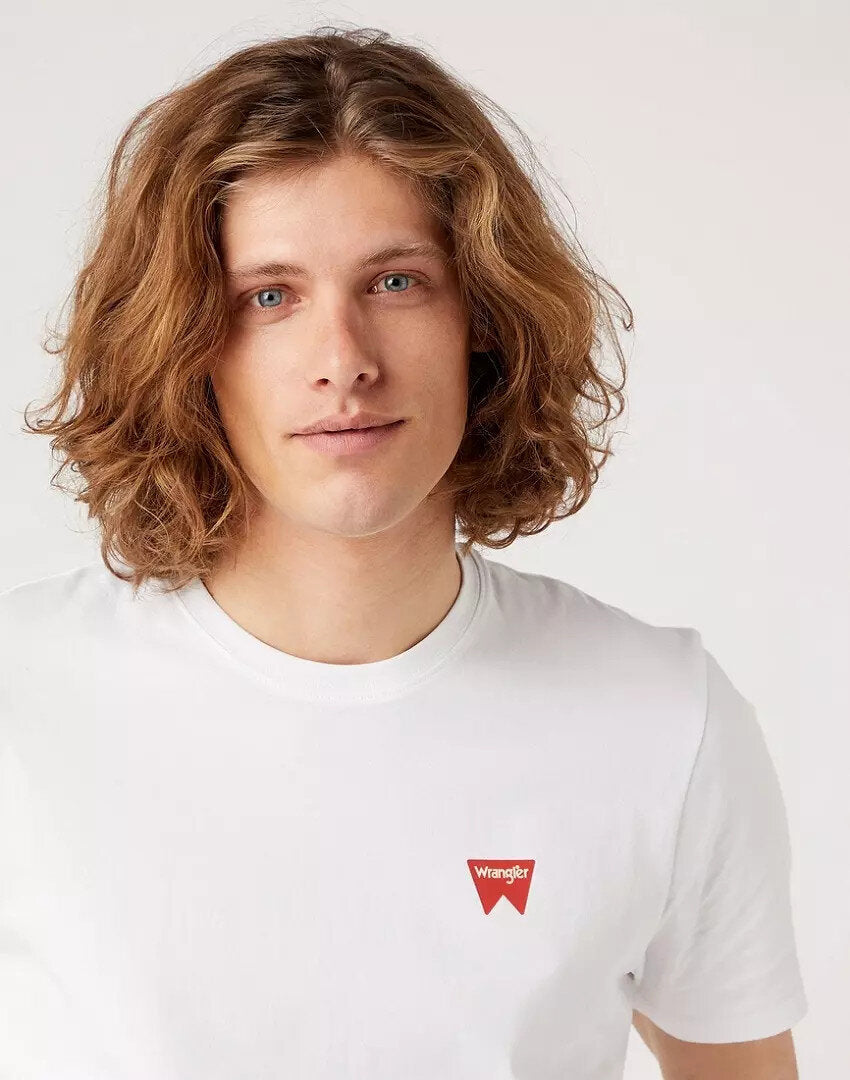 WRANGLER SIGN OFF TEE MĘSKI T-SHIRT KOSZULKA LOGO NADRUK WHITE W70MD3989 112321344