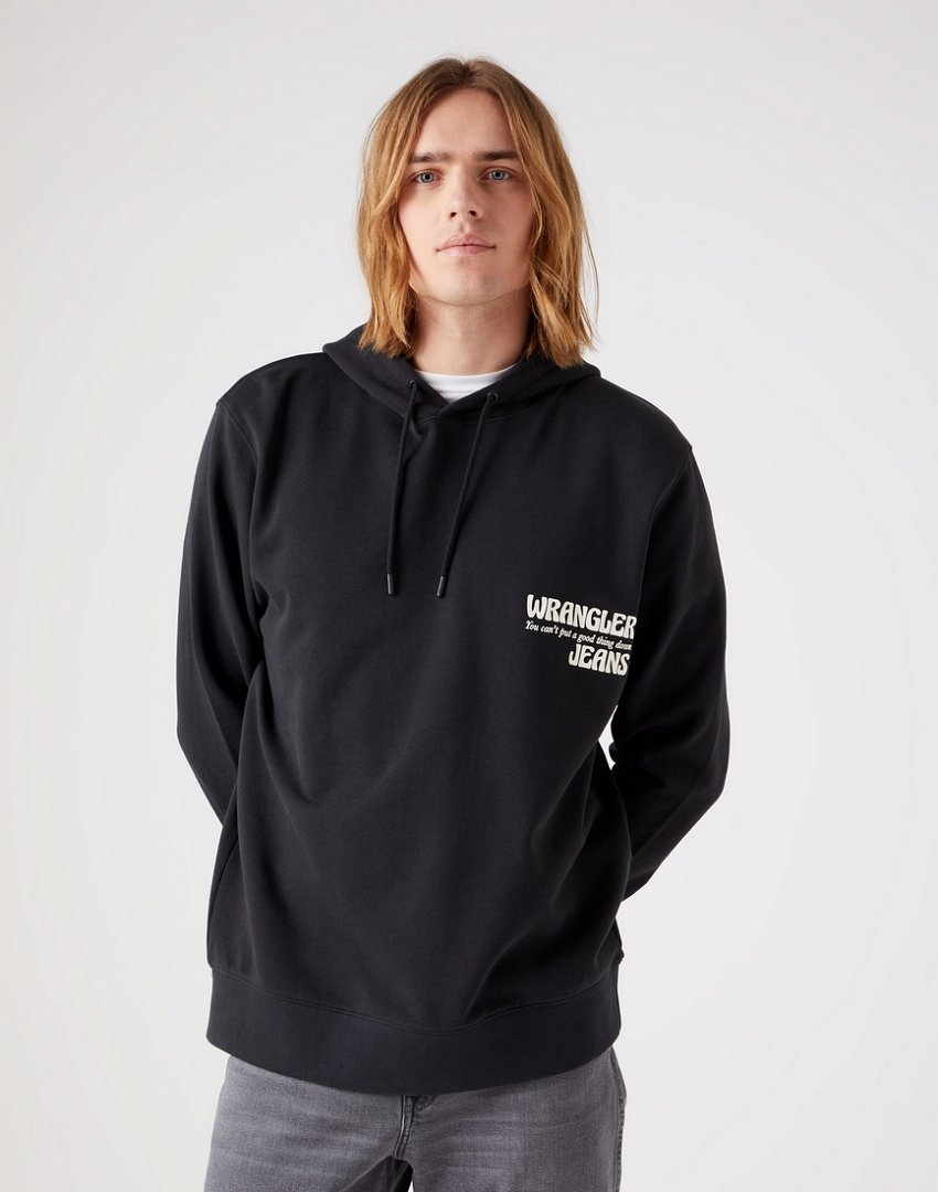 WRANGLER SLOGAN HOODIE MĘSKA BLUZA FADED BLACK W666ILXV6 112321310