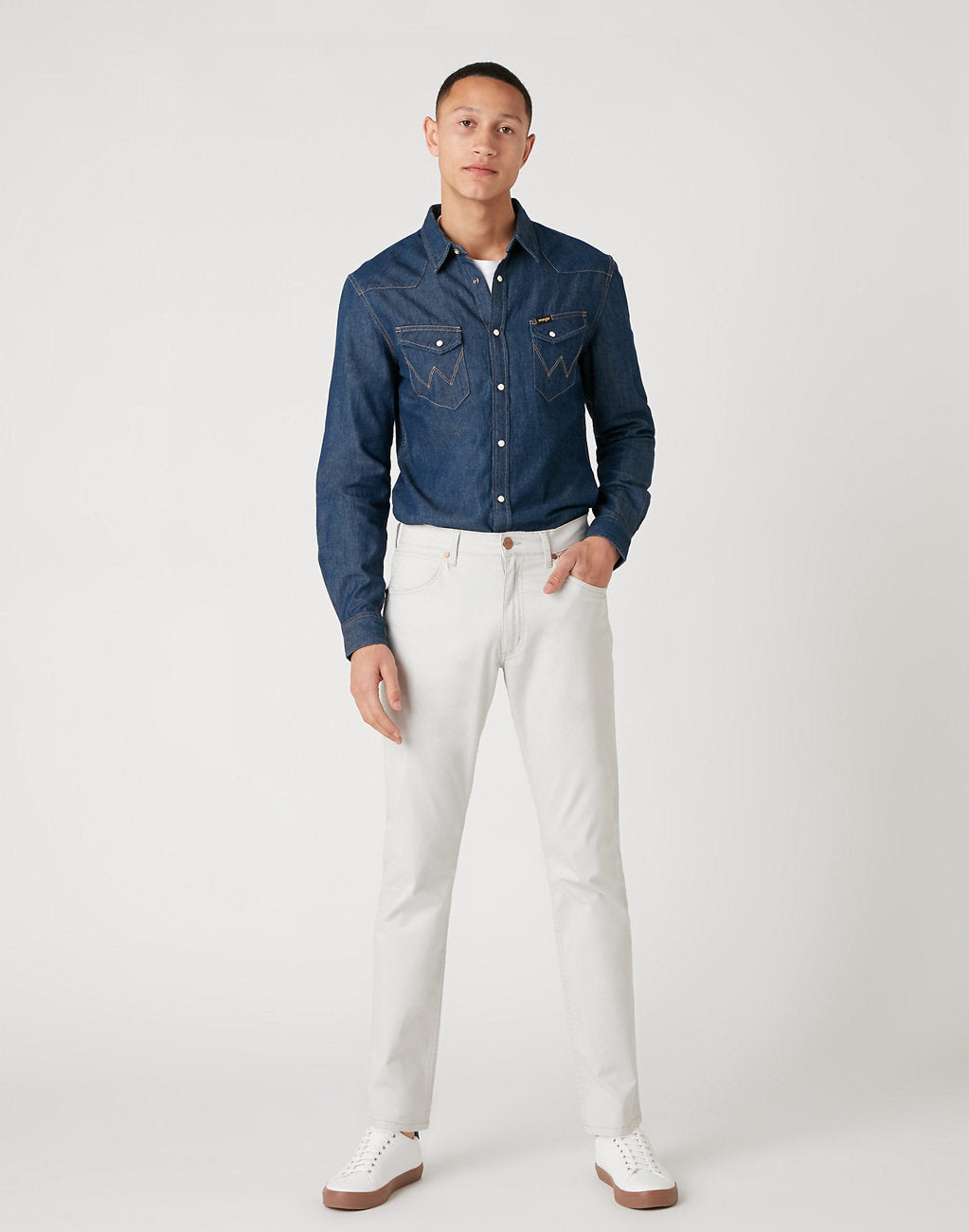 WRANGLER SPODNIE MĘSKIE GREENSBORO VAPOUR GREY W15QWAB26 112127118