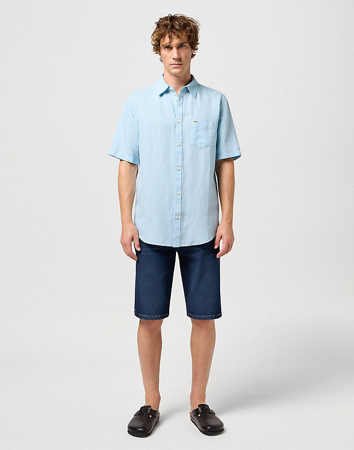 Koszula Elegancka Męska Wrangler SS 1 Pkt Shirt Dream Blue 112352188 W5K0012098