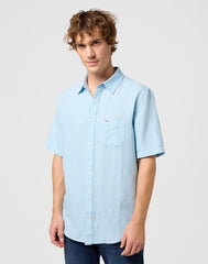 Koszula Elegancka Męska Wrangler SS 1 Pkt Shirt Dream Blue 112352188 W5K0012098