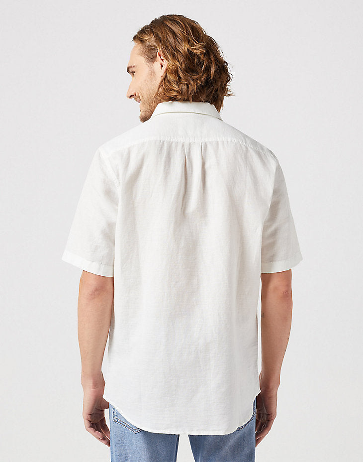 Koszula Elegancka Męska Wrangler SS 1 Pkt Shirt Worn White 112352187 W5K0016804
