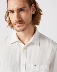 Koszula Elegancka Męska Wrangler SS 1 Pkt Shirt Worn White 112352187 W5K0016804