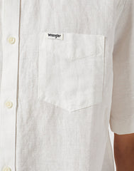 Koszula Elegancka Męska Wrangler SS 1 Pkt Shirt Worn White 112352187 W5K0016804