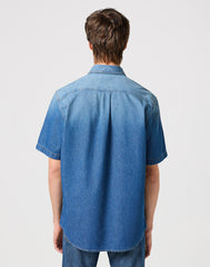 Koszula Jeansowa Męska Wrangler SS 1 Pkt Shirt Mid Stone 112350183 W5K0014179