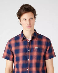 WRANGLER SS 1 PKT SHIRT MĘSKA KOSZULA KRATA SUNDRENCHED BLU W5J1BKX79 112146129