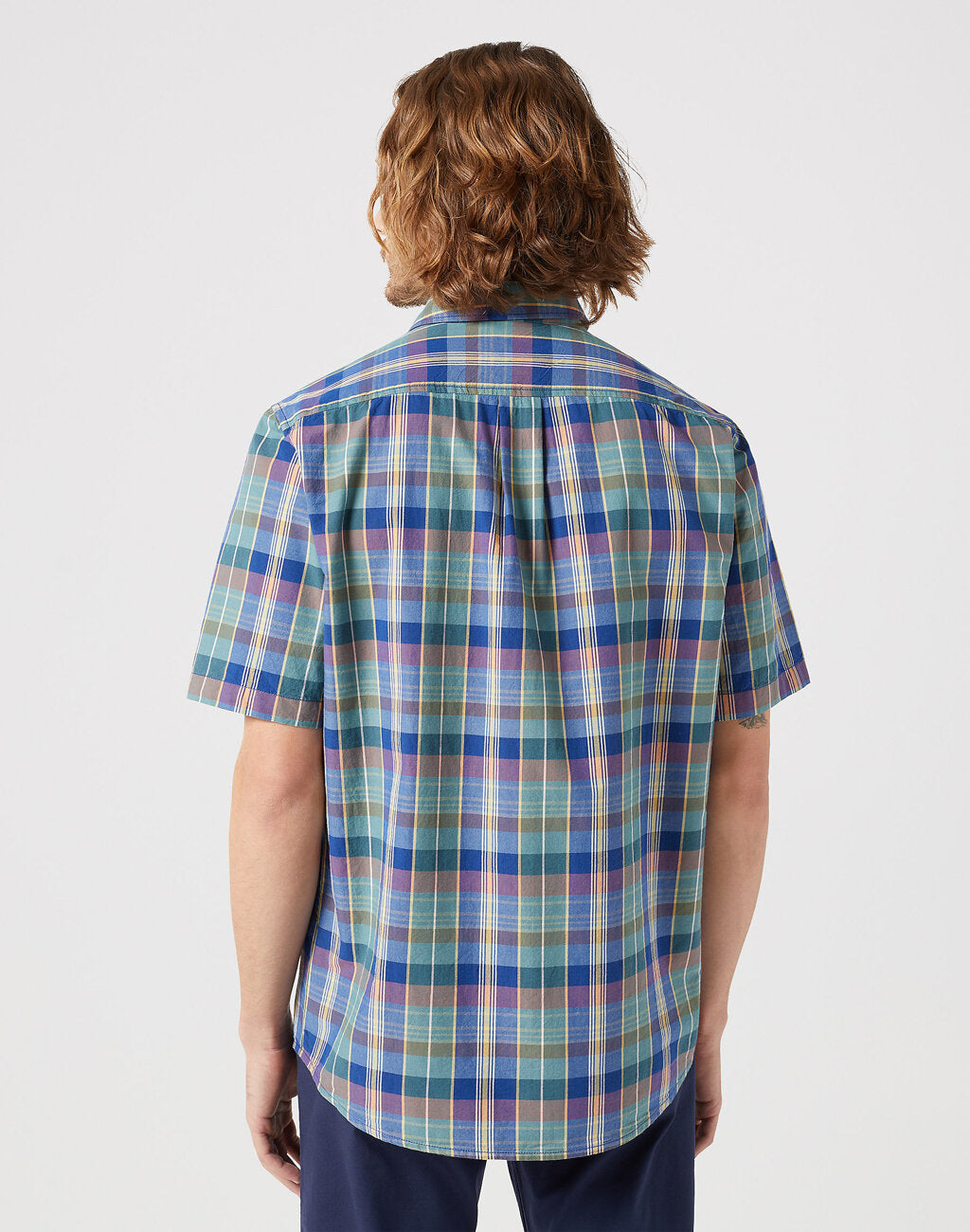 Koszula W Kratę Męska Wrangler SS 1 Pkt Shirt Blue Madaras 112350503 W5K0016831