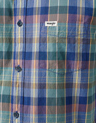Koszula W Kratę Męska Wrangler SS 1 Pkt Shirt Blue Madaras 112350503 W5K0016831