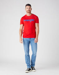 WRANGLER SS LOGO TEE MĘSKI T-SHIRT LOGO FLAME RED W7MUD3R06 112146387