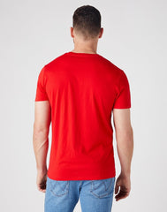 WRANGLER SS LOGO TEE MĘSKI T-SHIRT LOGO FLAME RED W7MUD3R06 112146387