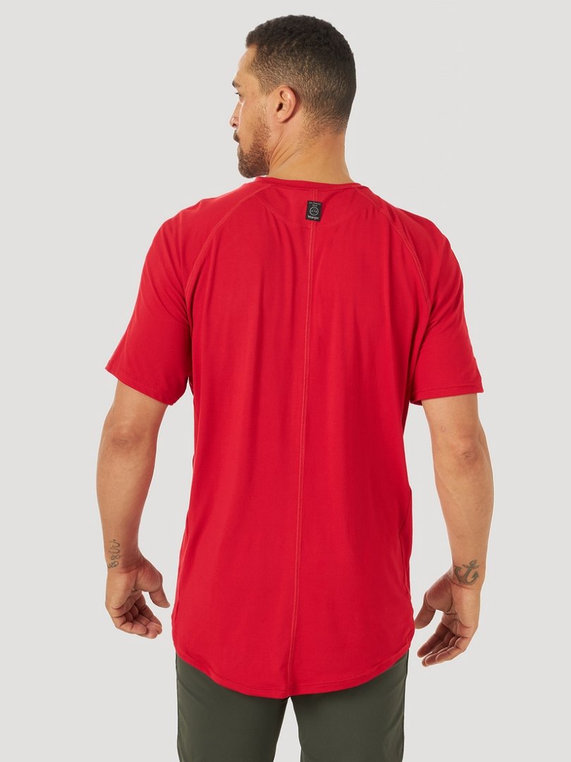WRANGLER SS PERFORMANCE TEE MĘSKI T-SHIRT KOSZULKA LOGO HAUTE RED WA7BDUR18 112146618