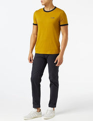 WRANGLER SS RINGER TEE MĘSKI T-SHIRT KOSZULKA LOGO GOLDEN BROWN W7B99FKVQ 112131576