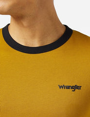 WRANGLER SS RINGER TEE MĘSKI T-SHIRT KOSZULKA LOGO GOLDEN BROWN W7B99FKVQ 112131576