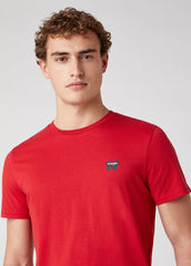 WRANGLER SS SIGN OFF TEE MĘSKI T-SHIRT KOSZULKA NADRUK LOGO SCARLET RED W7C07D3UU 112131608