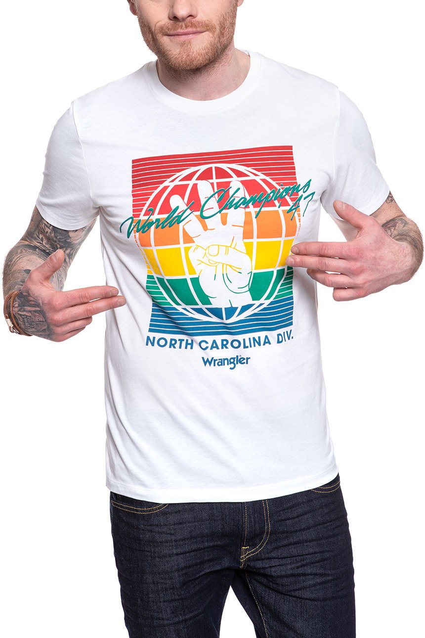 WRANGLER T SHIRT SS GLOBE TEE WHITE W7D9FK989 112131770