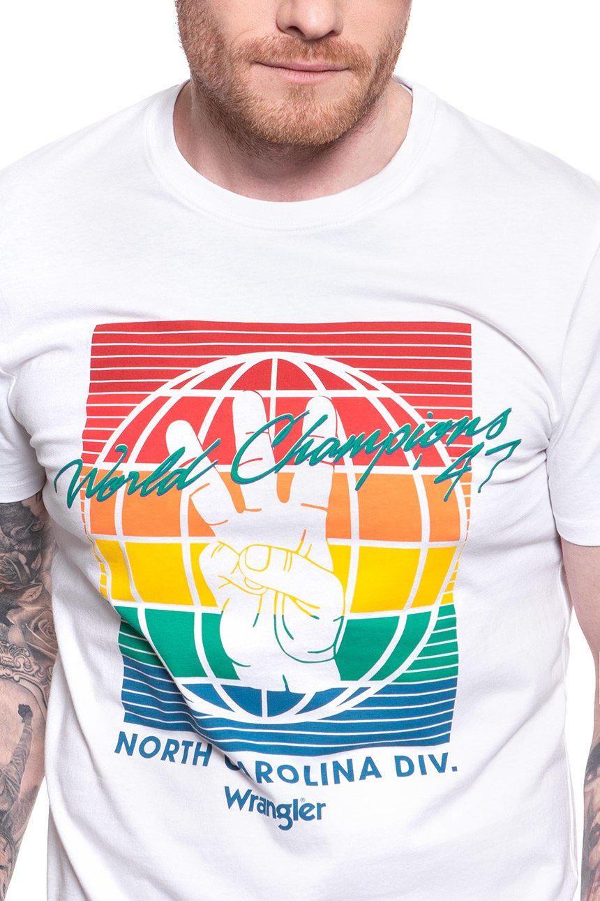 WRANGLER T SHIRT SS GLOBE TEE WHITE W7D9FK989 112131770