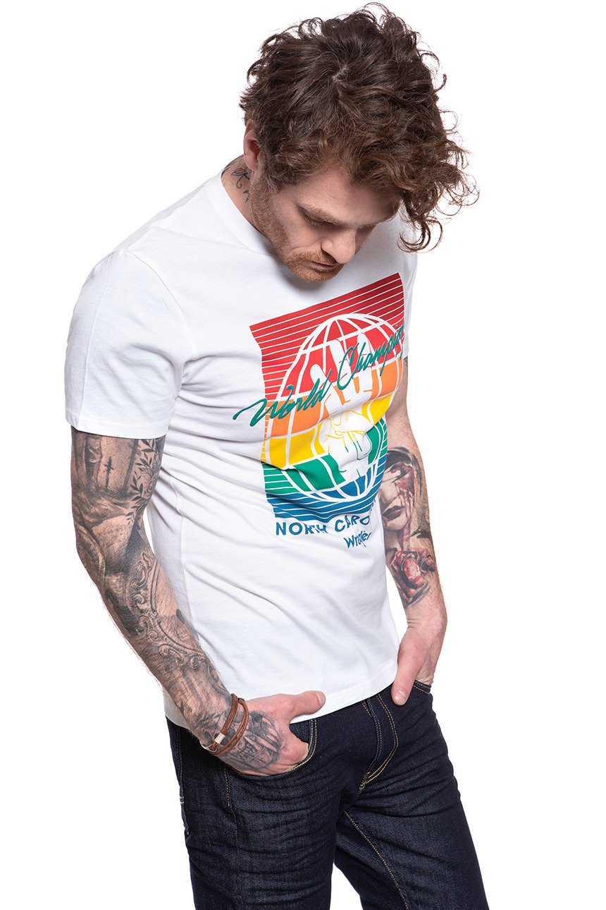WRANGLER T SHIRT SS GLOBE TEE WHITE W7D9FK989 112131770