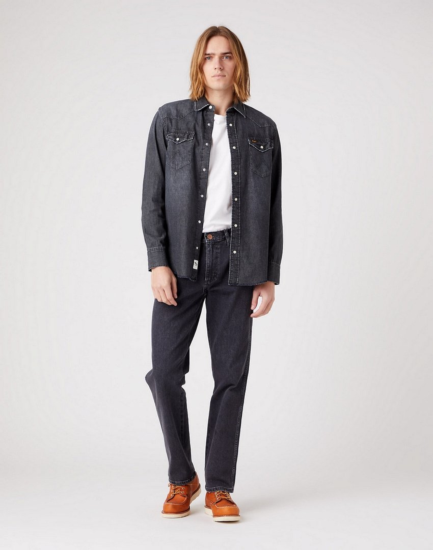 Wrangler Texas Męskie Spodnie Jeansowe Weathered Black W1218913P 112324514