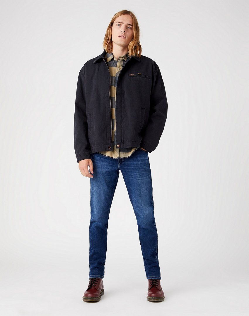WRANGLER TEXAS SLIM MĘSKIE SPODNIE JEANSOWE BLUE SILK W12SCV39Z 112145789