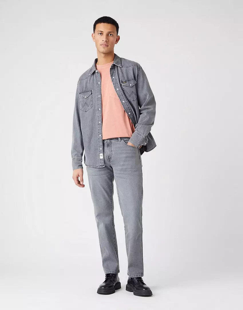 WRANGLER TEXAS SLIM MĘSKIE SPODNIE JEANSOWE JEANSY GOLDEN GREY W12S3039H 112145786