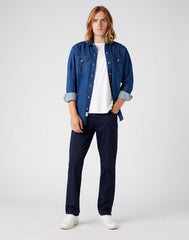 WRANGLER TEXAS SLIM MĘSKIE SPODNIE MATERIAŁOWE NAVY W12SEA114 112145790