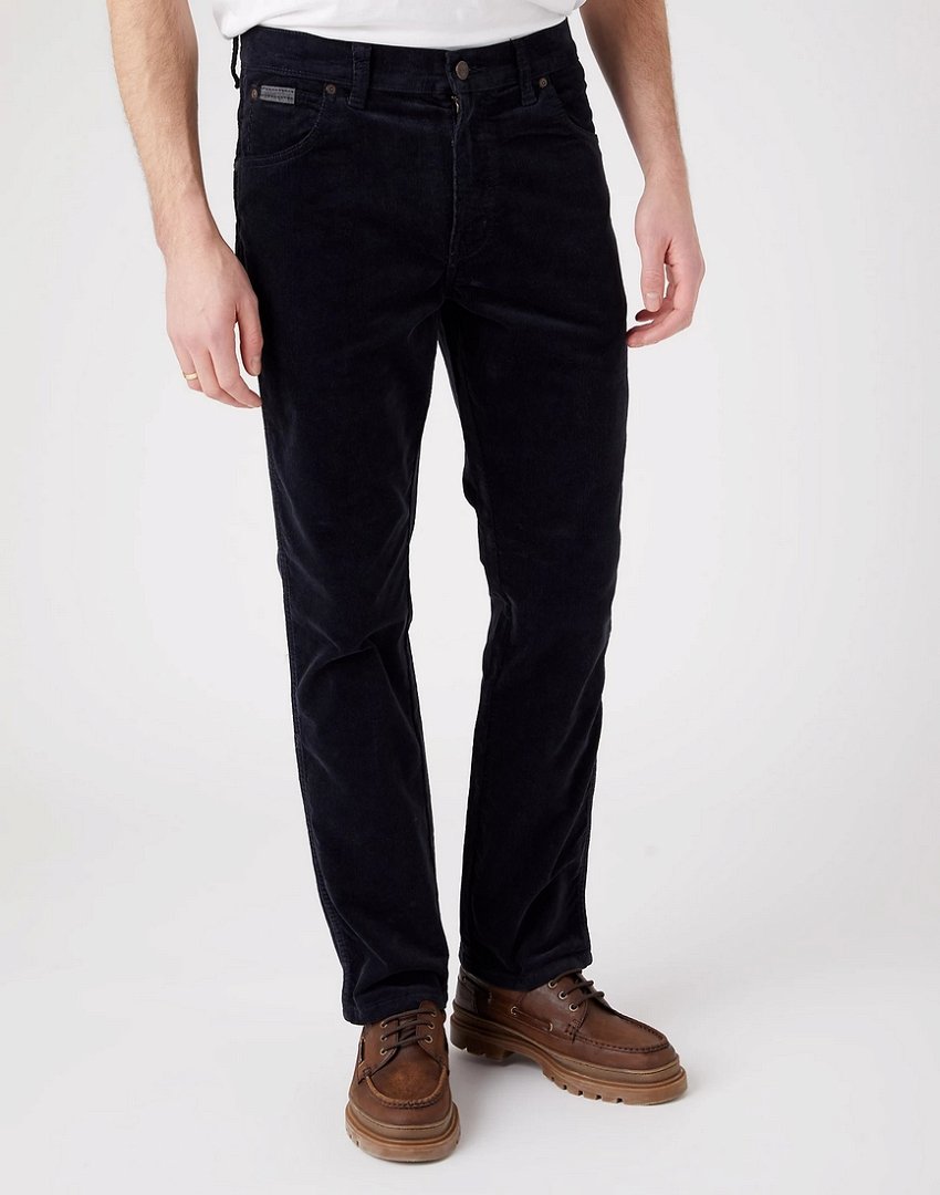 WRANGLER TEXAS SLIM MĘSKIE SPODNIE SZTRUKSOWE DARK NAVY W12SECXAE 112320130