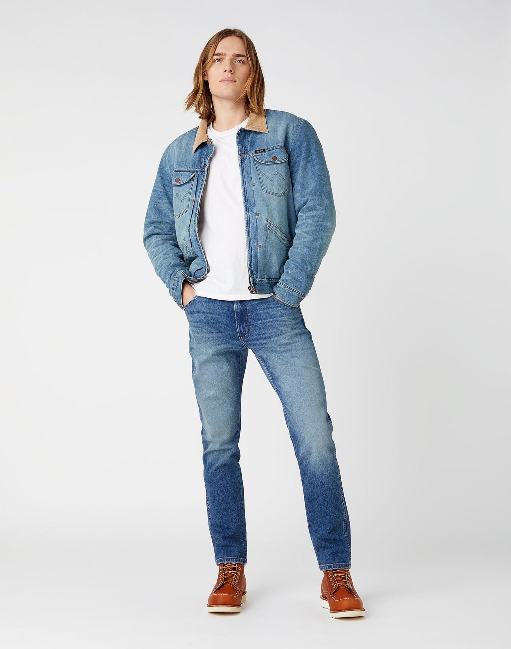 WRANGLER TEXAS TAPER MĘSKIE SPODNIE JEANSOWE BLUE CHILL W12TU898T 112141168