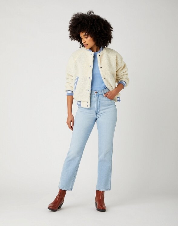 WRANGLER damskie spodnie jeansowe WIDE WEST BRIGHT CLOUD 112141309