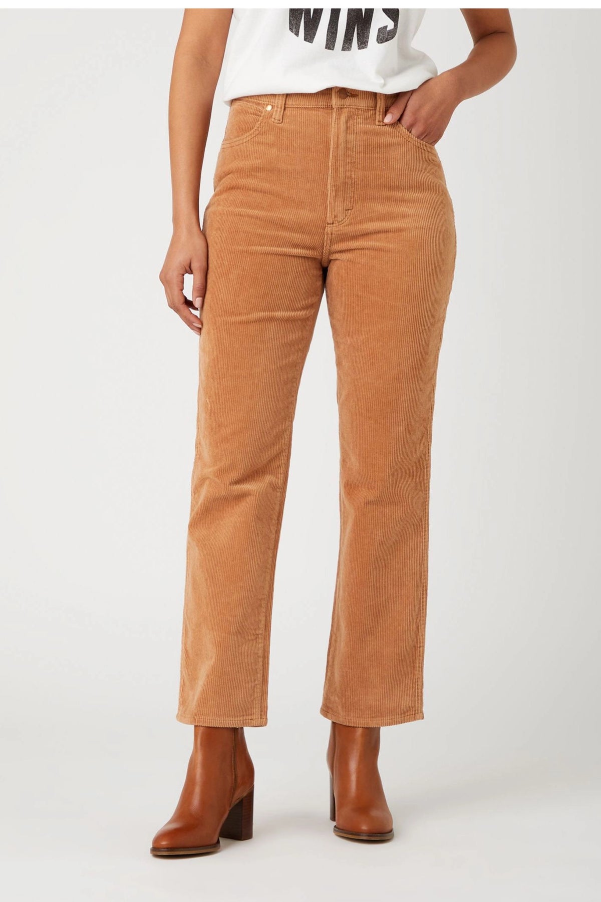 Damskie Spodnie Sztruksowe Wrangler Wide West Tan W2H2A2H20 112141313
